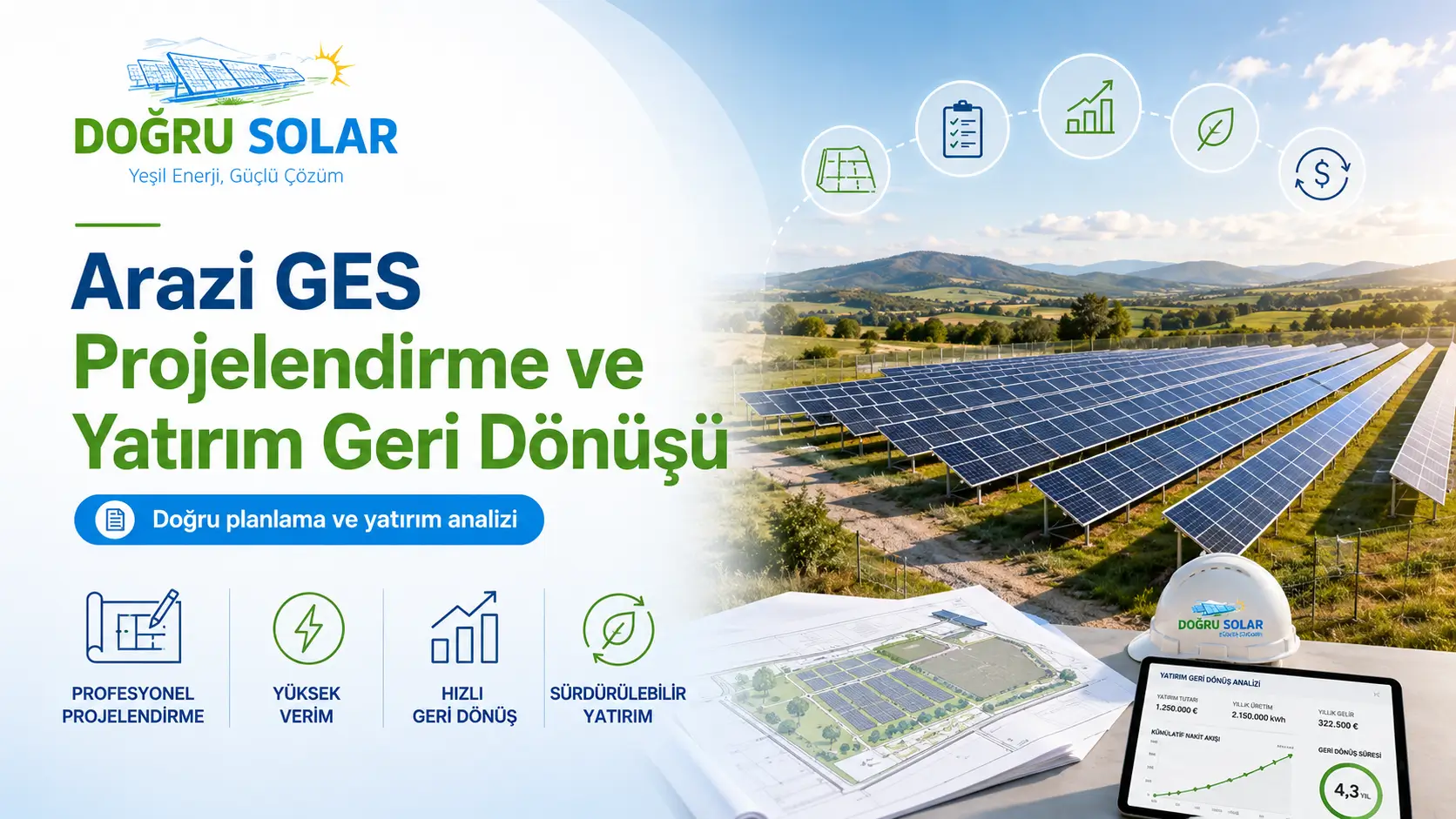 Geniş bir arazi üzerine kurulmuş güneş enerji santrali panelleri